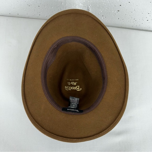 Brixton Size Large 7 1/2 Messer Brown Wool Felt Fedora Hat - Picture 6 of 16